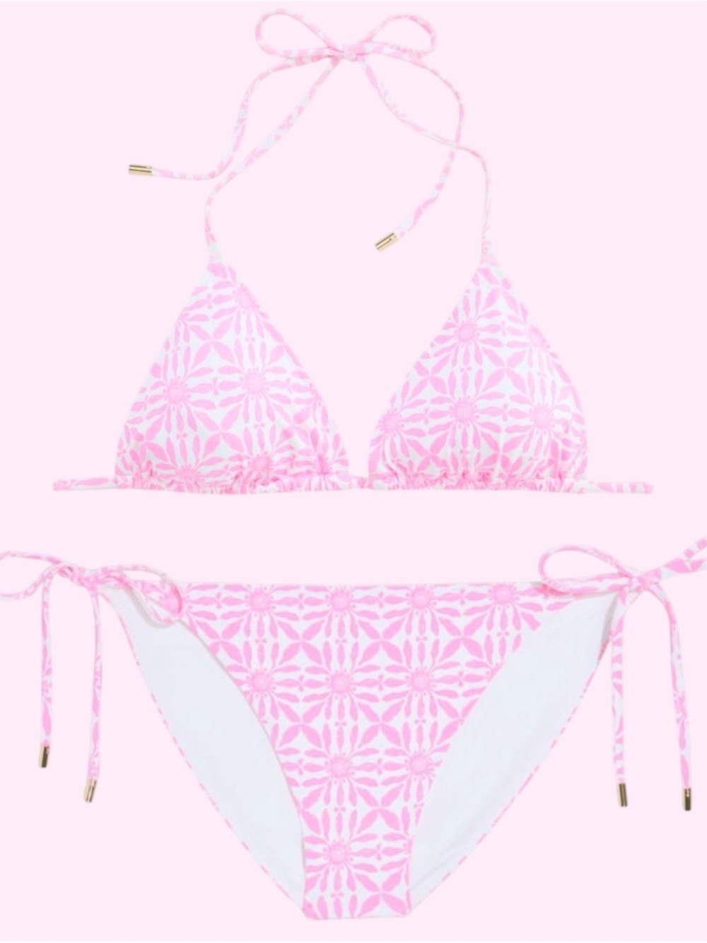 Women’s Pink Floral Triangle Bikini Set
